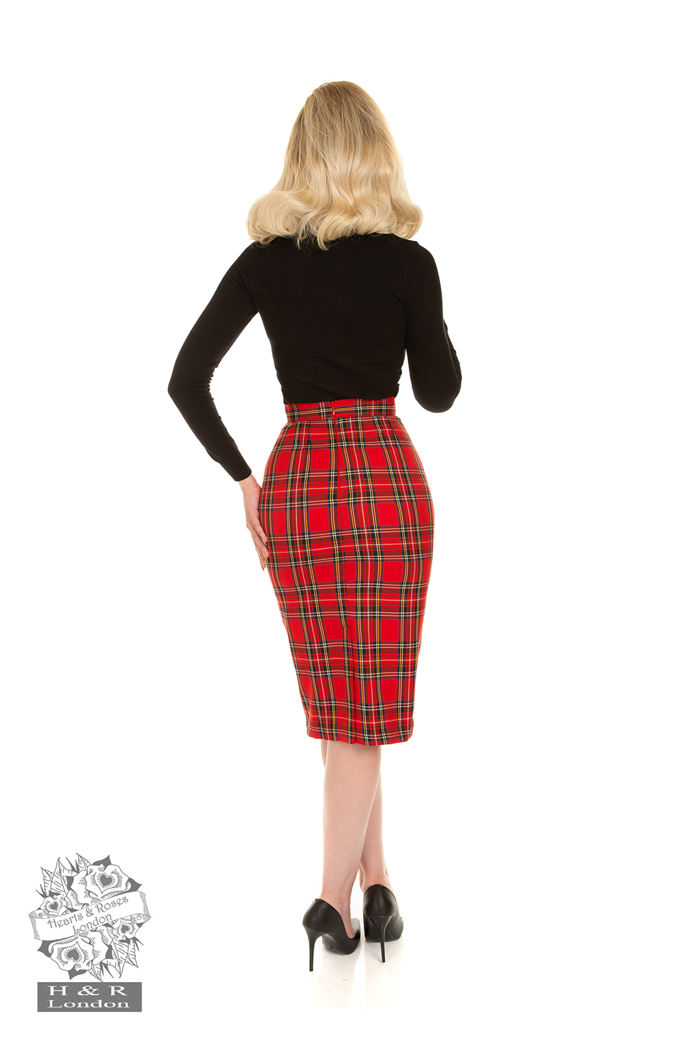 Evie Red Tartan Wiggle Skirt